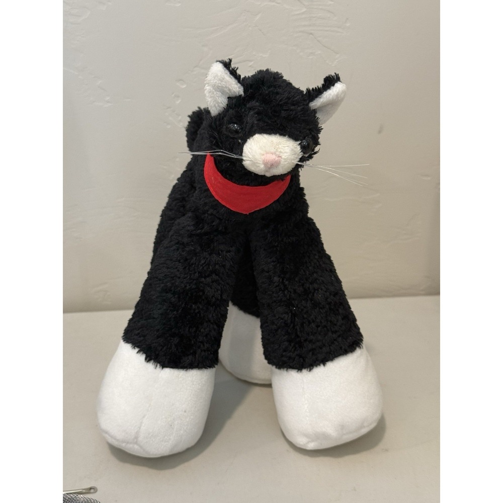 Bestever Funny Feet Black White Cat Plush Tuxedo Big Feet Stuffed Animal 10"